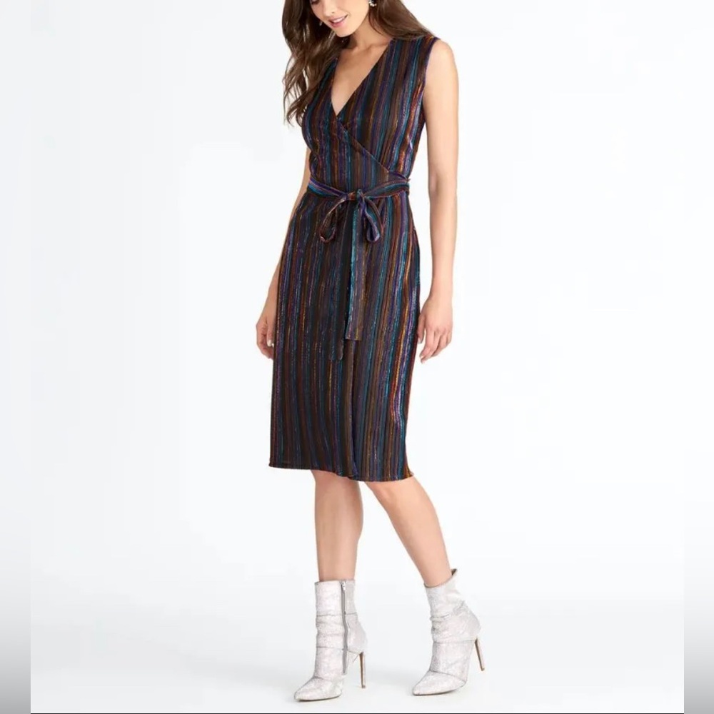 NWT Rachel Roy Erma Metallic Striped Dress Size Medium